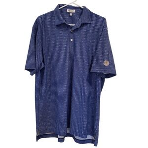 Peter Millar Summer Comfort Polo Shirt Mens L‎ Blue Circle Print Vidauban Logo